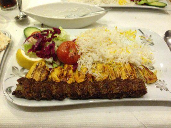 Beef koobideh and chicken with bone